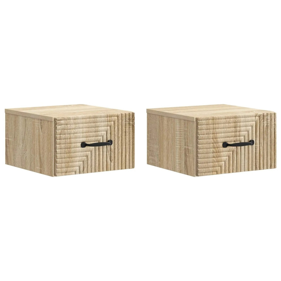vidaXL Wandmontierter Nachttisch 2er-Set Sonoma-Eiche, B/T/H: 34,5 x 33 x 20 cm - Bild 2