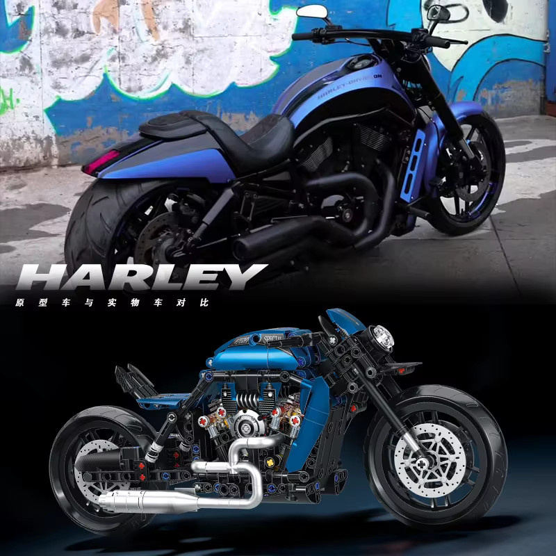 HUATEC Blauer Racer, Motorrad-Bausteinset, 1:8, 573 Teile - Bild 5
