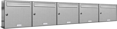AL Briefkasten 5-Parteien Briefkasten-System zur Aufputzmontage in Silber, B/H/T: 153,25 x 34,5 x 11,6 cm - Bild 1