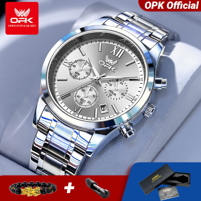 OLEVS Armbanduhr, Edelstahl, Blau, Datum, Herren - Bild 1
