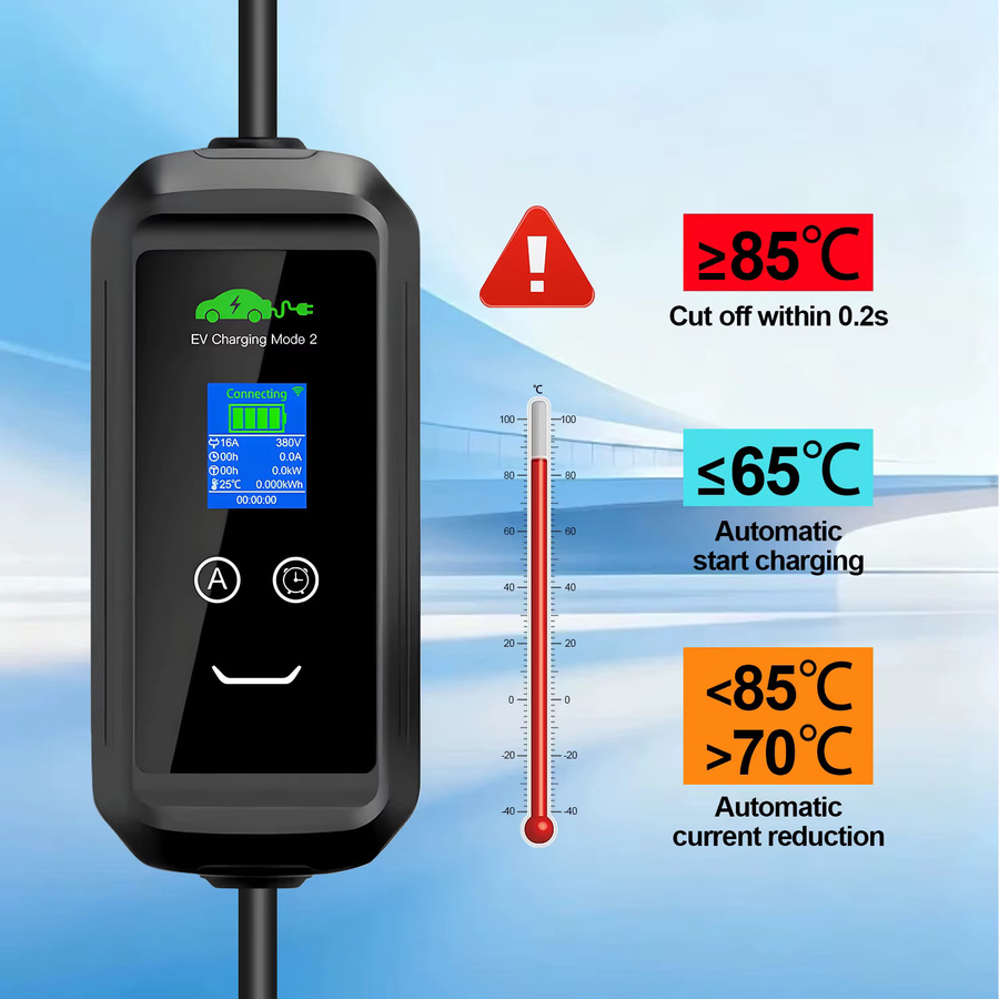 Kolanky EV-Ladegerät Heimladestation mit 11KW, einstellbar 6/8/10/13/16A, WLAN und Bluetooth via Tuya App, EU IEC 62169 Stecker, Schwarz, Kabellänge: 10 m - Bild 6