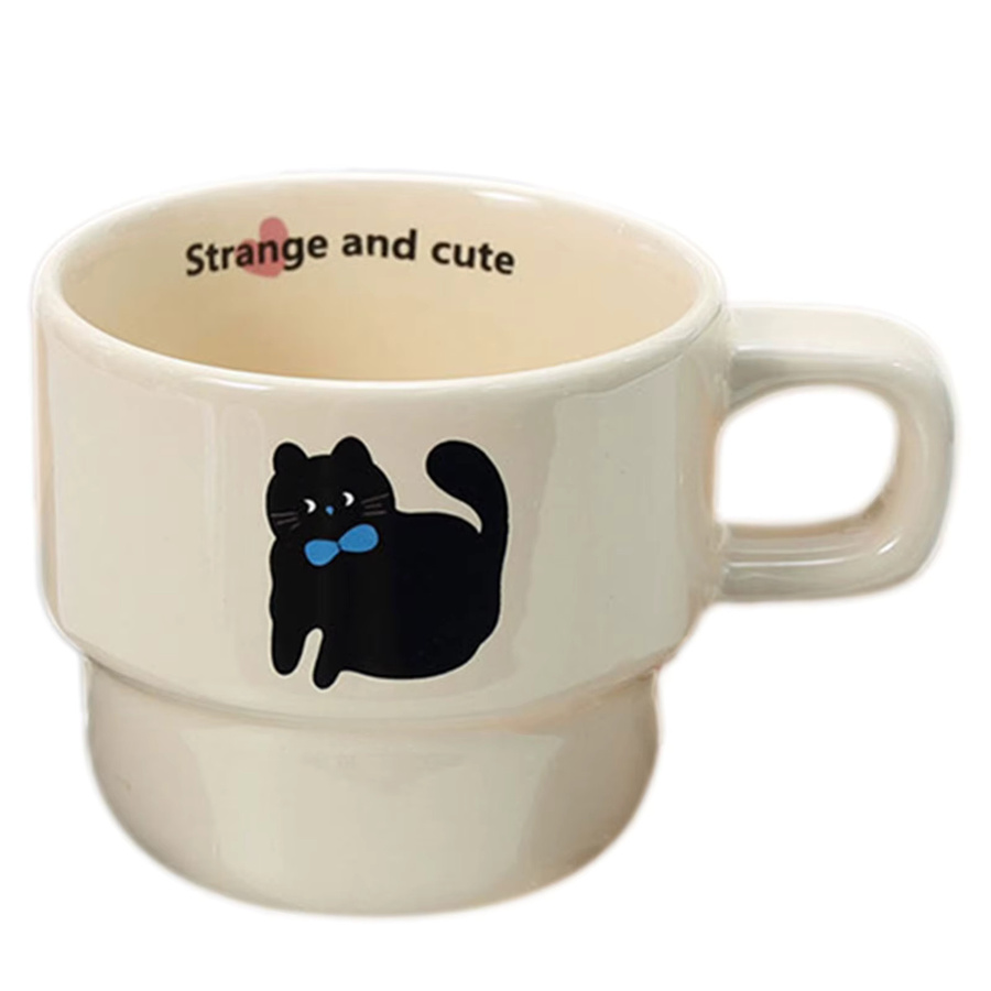 Multiyilego Stapelbare Keramik-Tasse im Cartoon-Design, Mehrfarbig - Bild 3