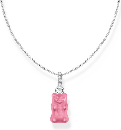 Thomas Sabo Kette mit pinkem Goldbären Anhänger, 925 Silber, Zirkonia, 40-45 cm, Damen