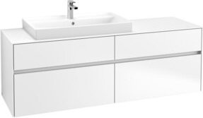 Villeroy & Boch Waschtischunterschrank Collaro in Weiß Hochglanz mit integrierter LED-Beleuchtung und Innenschubladen, B/T/H: 160 x 54,8 x 50 cm - Bild 1