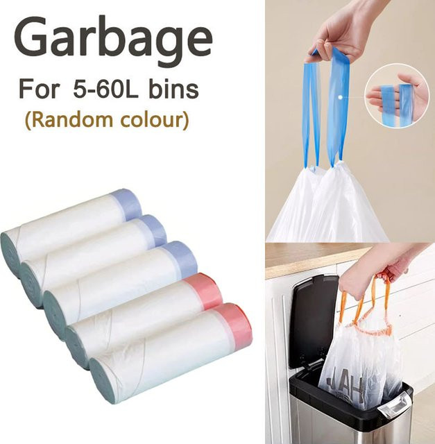 JAH Müllsack Set mit Kordelzug, 5 Rollen in 20 l, 30 l und 60 l, verdickte Einweg-Müllbeutel für den Haushalt - Bild 1