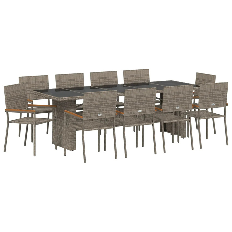 vidaXL Garten Essgruppe 11-teilig aus Poly Rattan und Metall in Grau - Bild 2