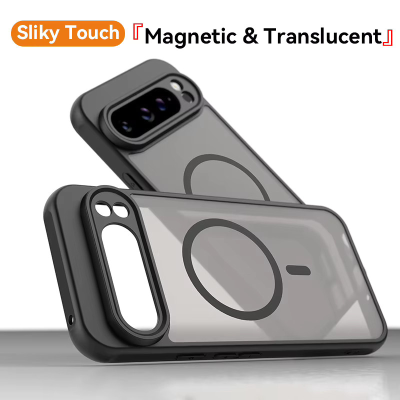 Stoßfeste Magnetische Luxus-Rüstung Hülle für Google Pixel 10 Pro XL, Pixel 9 und Pixel 9 Pro XL mit MagSafe Wireless Kompatibilität in Schwarz oder Pink, Matt Translucent Cover - Bild 2