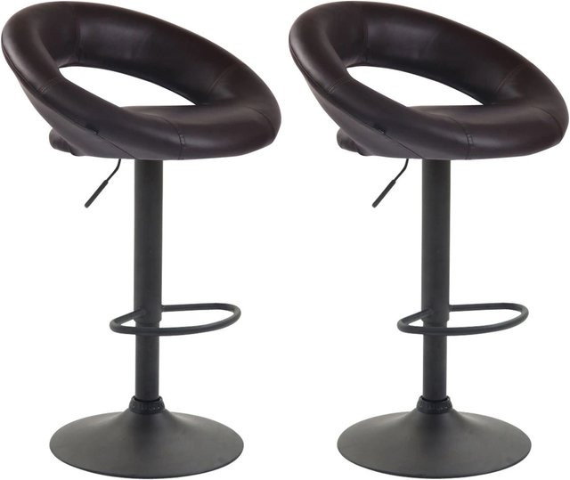DELUKE 2er Set Barhocker MEKIM aus Kunstleder in Braun und Schwarz, höhenverstellbare Barstühle mit Lehne und 360 Grad Drehbarkeit, B/T/H: 53 x 47 x 80 cm - Bild 1
