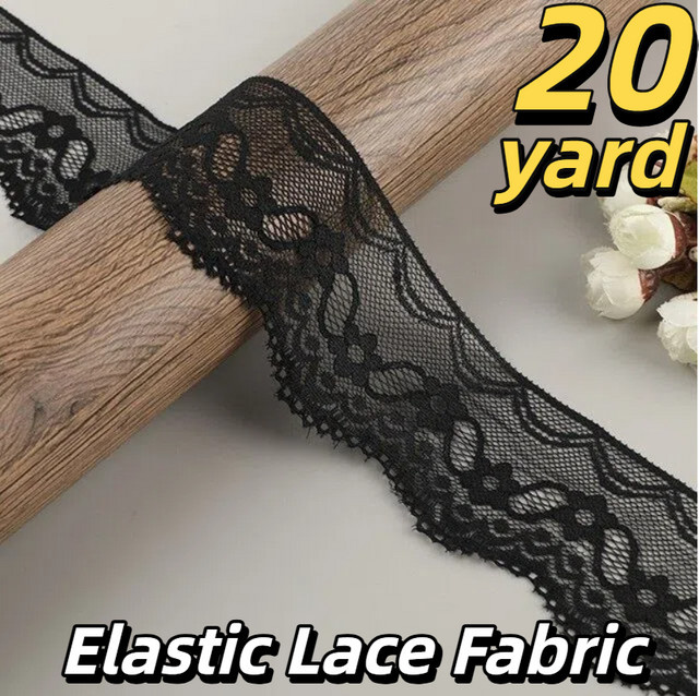 Schwarzes floral besticktes Spitzenband für DIY-Näharbeiten und Kleiderdekoration, Breite: 6 cm - Bild 1