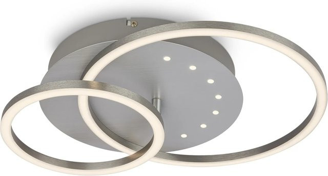 Brilo LED Deckenleuchte Frame Dot in Silber aus Aluminium, schwenkbar, rund, warmweißes Licht, Durchmesser: 40 cm - Bild 1