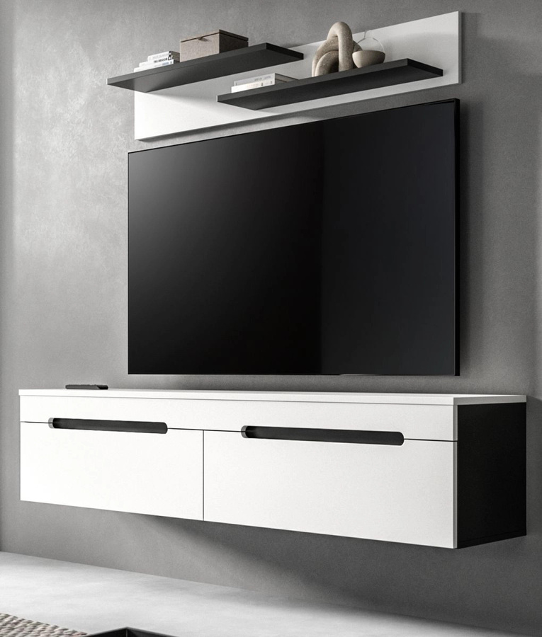 Inn.Furn TV-Lowboard und Wandboard Cooper in Weiß und Grau, Breite: 170 cm - Bild 1