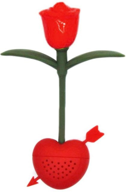 CosyHome Rosen-Teesieb in Rot, Hitzebeständiges Silikon-Tee-Ei für losen Tee - Bild 1