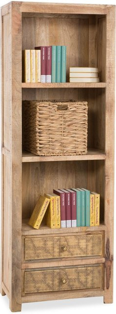Regal vito Curl Schuhregal aus Mango-Holz und Metall in Braun mit Gold und Orange, B/T/H: 70 x 38 x 200 cm - Bild 1