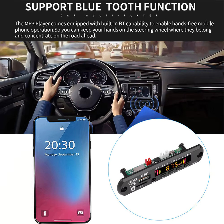 Kebidu Bluetooth 5.0 MP3 Decoder Board mit FM Radio, USB und AUX, Black - Bild 4