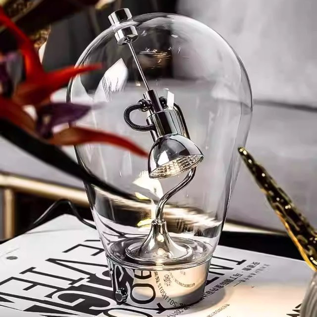 JIANKEXING Designer Schreibtischlampe aus Glas in Transparent mit Touch-Dimmung und warmweißem Licht für Büro und Schlafzimmer - Bild 1