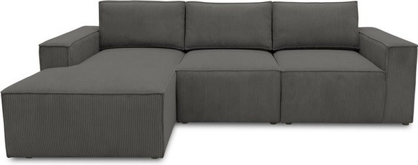 DOMO Cannes Ecksofa mit Longchair in Grau mit Schlaffunktion und Armlehnen, L-Form, B/T: 172 x 273 cm