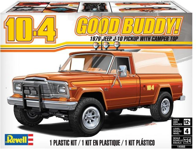 Revell Jeep J-10 pickup with camper, Modellfahrzeug, 1:24, orange, Kunststoff - Bild 1