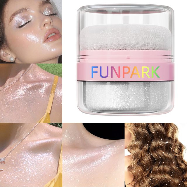 FUNPARK Highlighter-Puder, weiß-silbern, schimmernd, Unisex - Bild 1