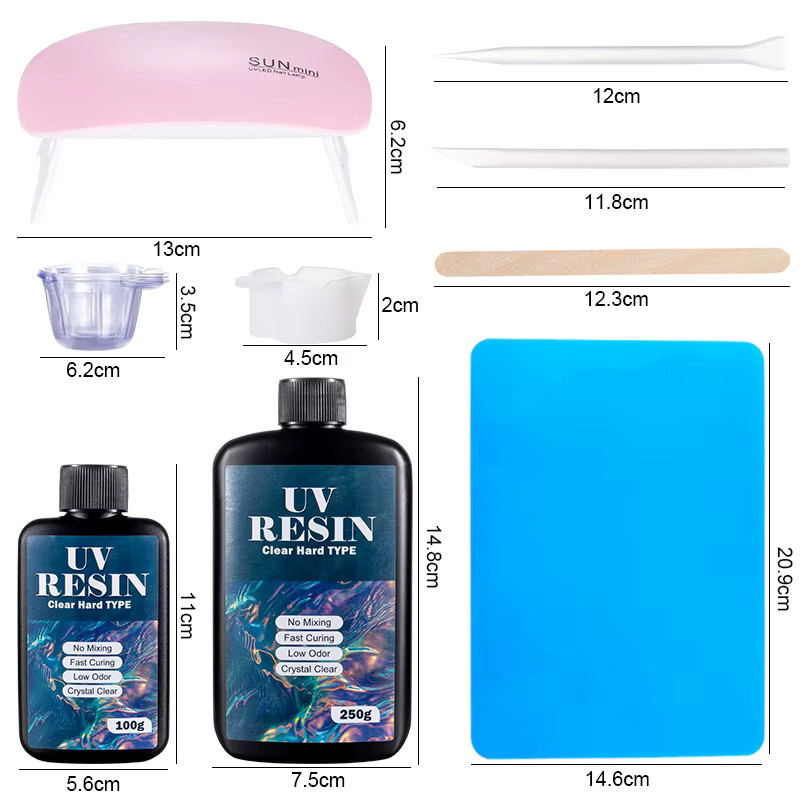 SMI Fine UV-Harz-Kleber-Set mit Mischwerkzeugen für Kunsthandwerk und Schmuckherstellung, Multicolor - Bild 2