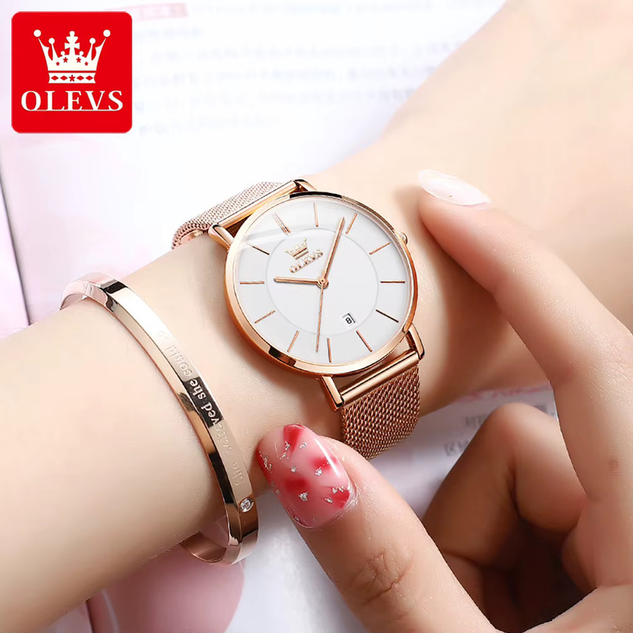 Olevs Armbanduhr Quarz, Edelstahl, Roségold, Damen - Bild 2