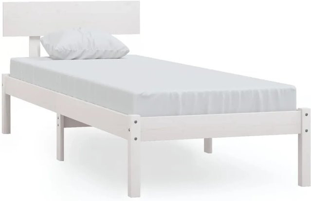 vidaXL Massivholzbett aus Kiefer in Weiß, Modernes Einzelbett B/T/H: 75 x 190 cm - Bild 1