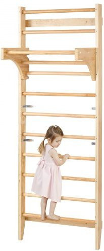 VEVOR Schwedische Leiterwand aus Kiefernholz mit Klimmzugstange, 10-stufiges Indoor-Klettergerüst für Kinder und Erwachsene, Braun Matt - Bild 1