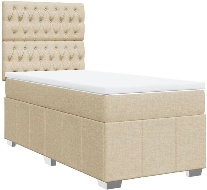 vidaxl Boxspringbett mit Matratze aus Stoff in Beige, B/T/H: 100 x 200 x 140,5 cm - Bild 1