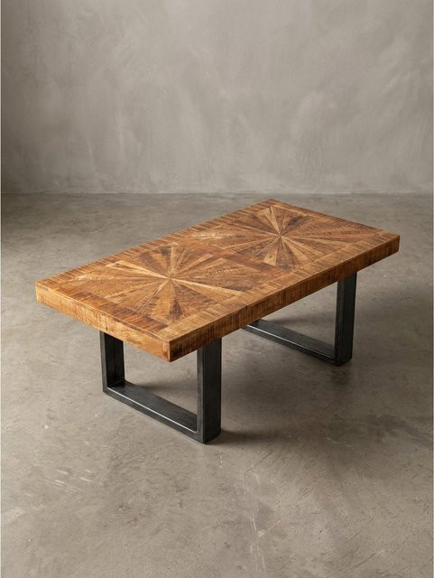 Couchtisch KADIMA DESIGN aus Mango Massivholz in Braun im Industrial Design, B/T/H: 105 x 40 x 55 cm - Bild 1