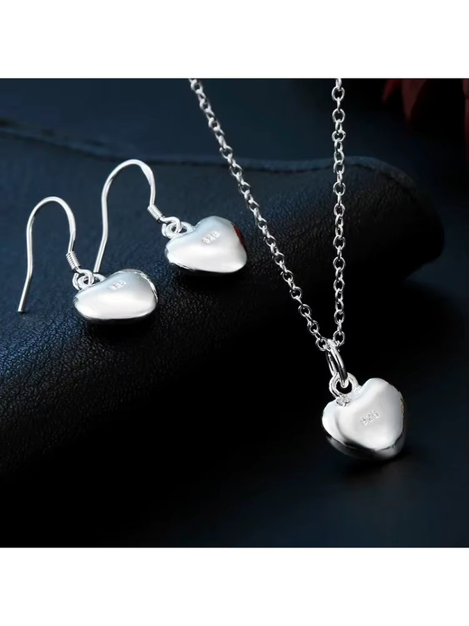 Schmuck-Set Halskette und Ohrringe, 925 Silber, Herz, Damen - Bild 2