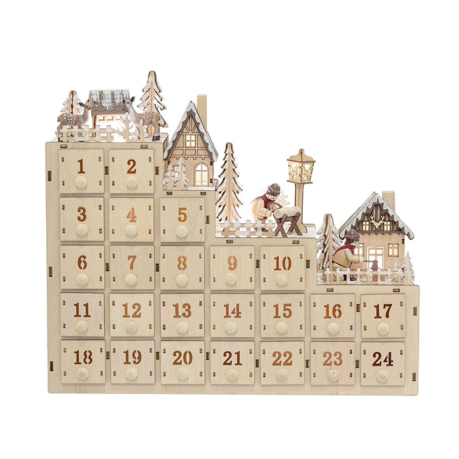 Bloomingville Richie Adventskalender aus Sperrholz in Braun und Beige mit Schloss-Motiv - Bild 1