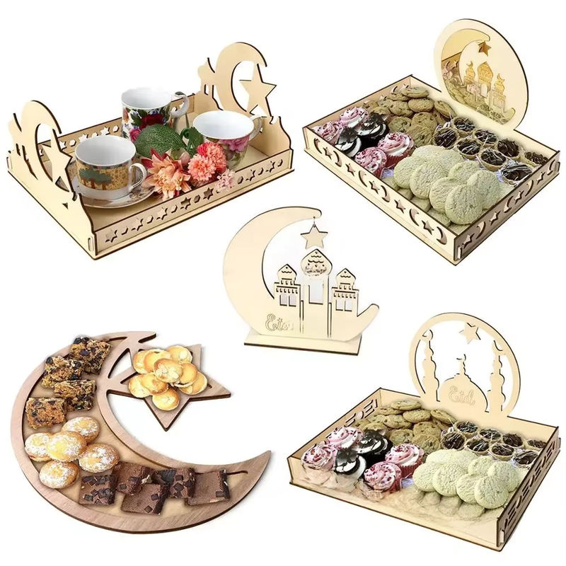 Huiran Eid Holz Anhänger Beige für Ramadan und Eid Al Adha Dekoration - Bild 2