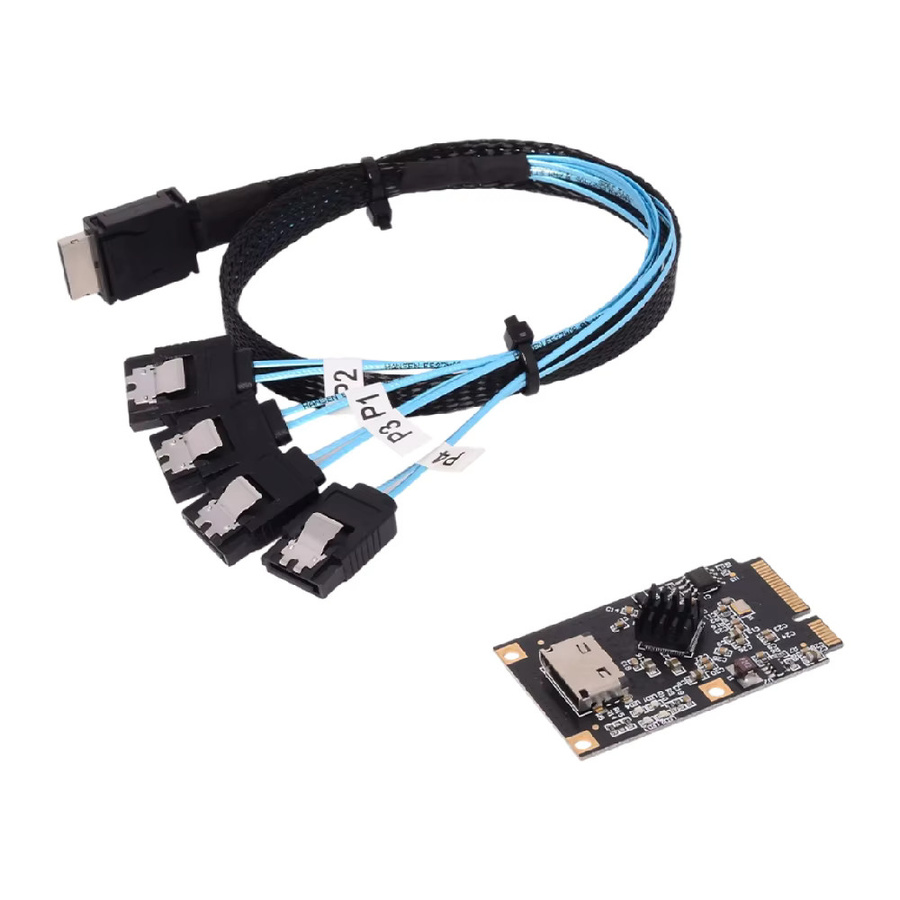 ADT-Link Mini PCIe zu 4-Port SATA Oculink SFF-8612 Riser Karte, 6 Gbit/s SSD Erweiterung Konverter, Schwarz - Bild 5