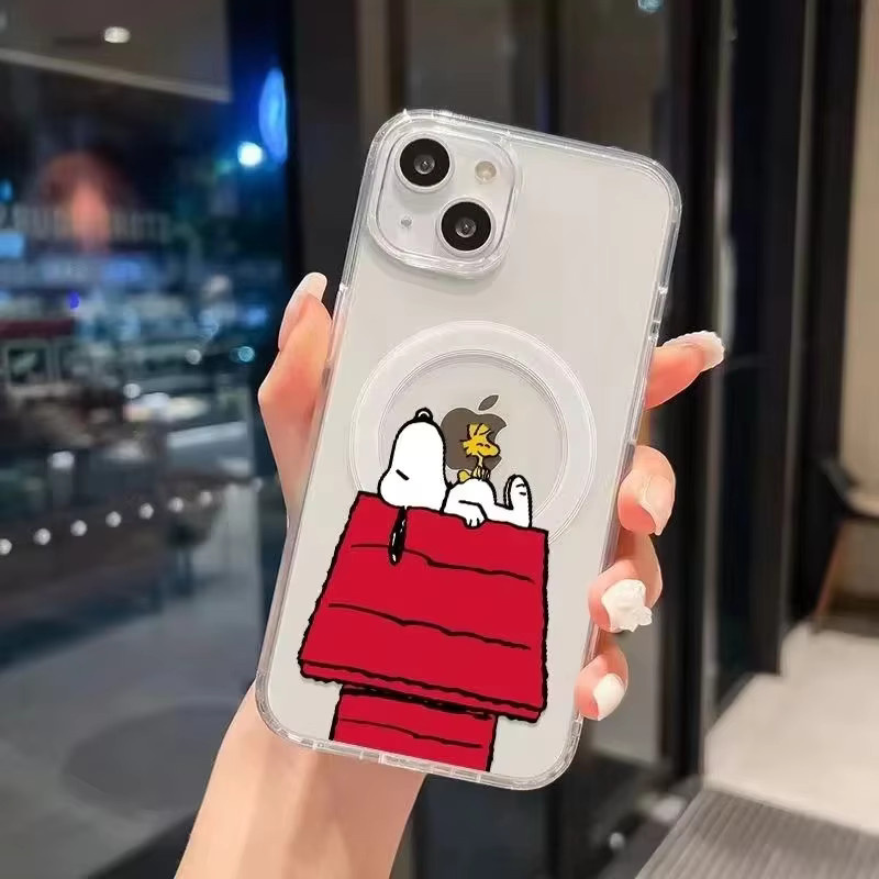 Snoopy Woodstock Magnetische Hülle für Samsung Galaxy S25 S24 S23 S22 S21 Ultra Plus FE A56 A55 A54 A36 A35 A26 A16 A15 Transparent - Bild 1
