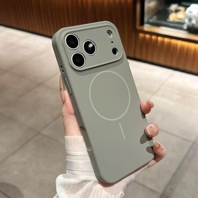 Apple iPhone 17 Pro Max Schutzhülle aus flüssigem Silikon mit MagSafe in Lichtgrau - Bild 1