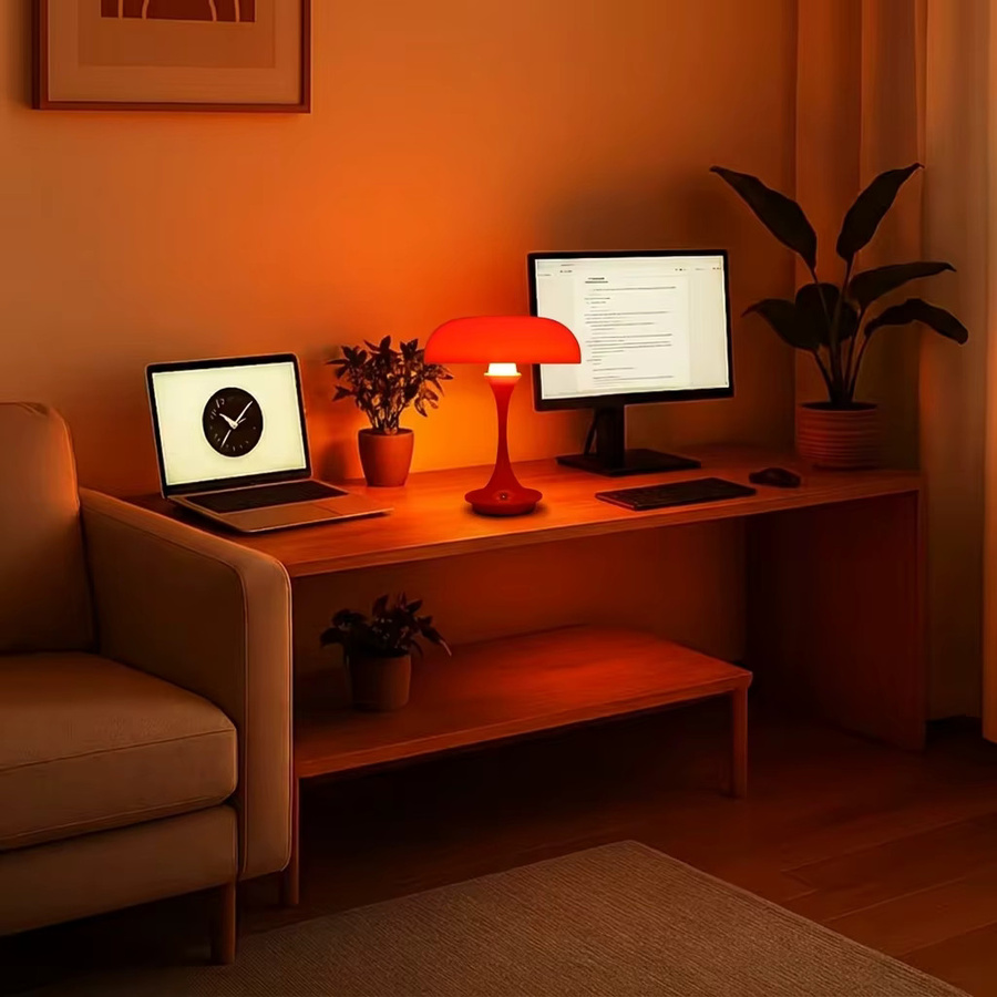 Leclstar Pilzlampe LED-Nachtlicht in Orange und Weiß mit USB-Aufladung, dimmbarer Touch-Steuerung und CCT-Funktion für dein Schlafzimmer - Bild 2