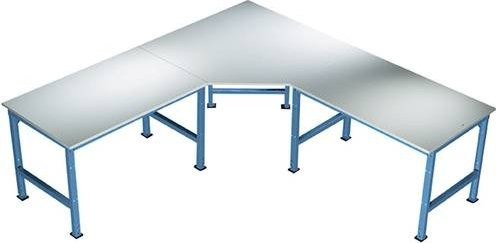 Manuflex AU0041.5007 Fünfeck-Verkettungselement Universal mit Melamin-Platte in Brillantblau (RAL 5007) für Tischtiefe 80 cm - Bild 1