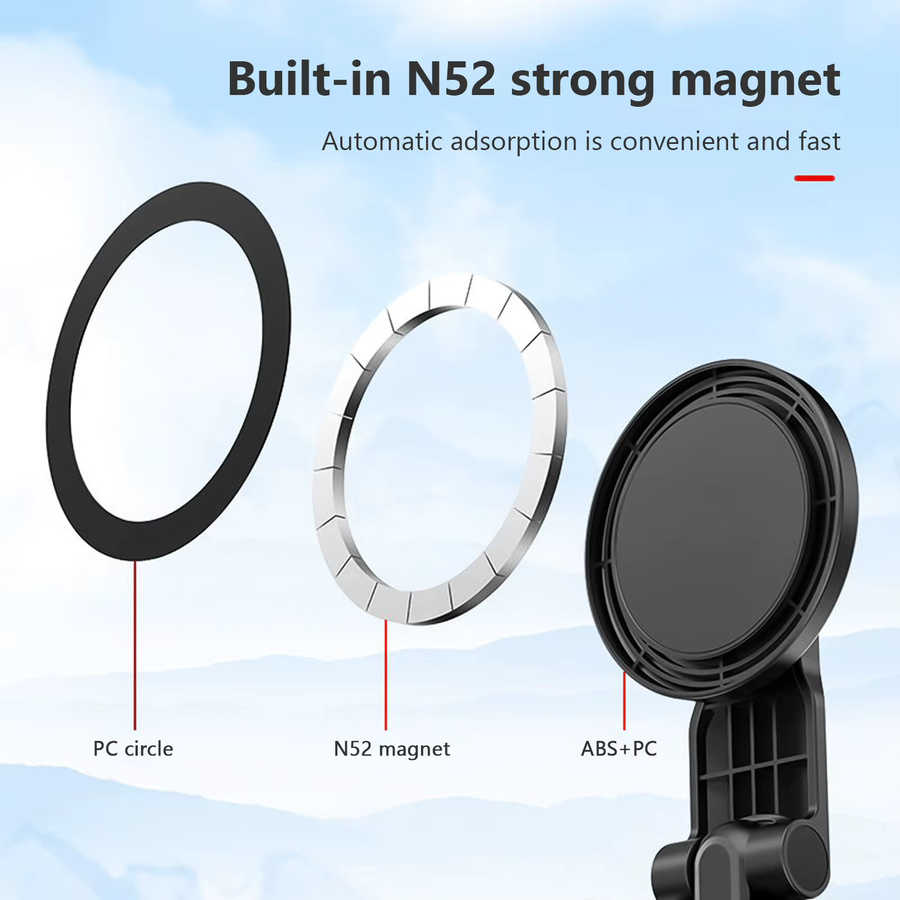 Magnetische 3-in-1 Telefonstativhalterung mit Kaltgewindeschuh und 1/4 Zoll Gewinde in Schwarz - Bild 3