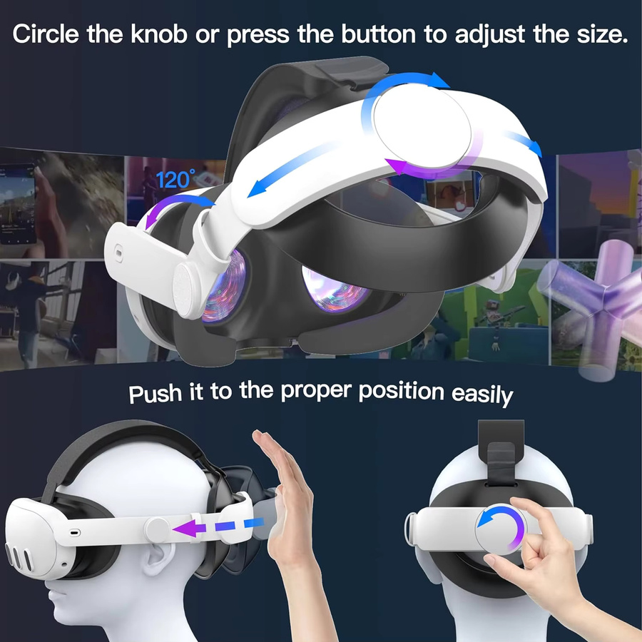 SZKOSTON Verstellbarer Kopfgurt für Meta Quest 3S VR-Headset, Ersatz-Elite-Gurt in Weiß für verbesserten Komfort als Meta Quest 3 Zubehör - Bild 4