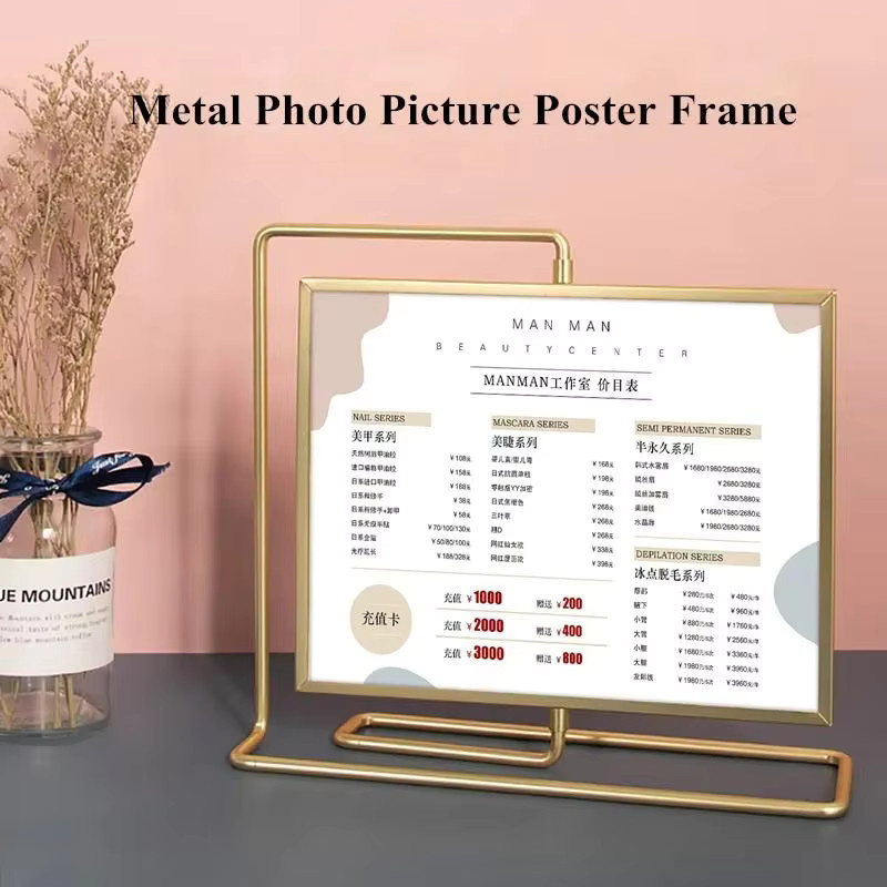 Loripos Drehbarer Menü-Schilderhalter aus Metall in Gold, Ausstellungsständer für Papier, Breite: 20,3 cm - Bild 3