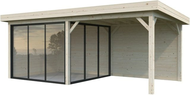 Palmako Pavillon Lenna Set 405 Slide aus Fichtenholz in Braun mit transparenter ESG-Verglasung, B/T/H: 588 x 300 x 245 cm - Bild 1