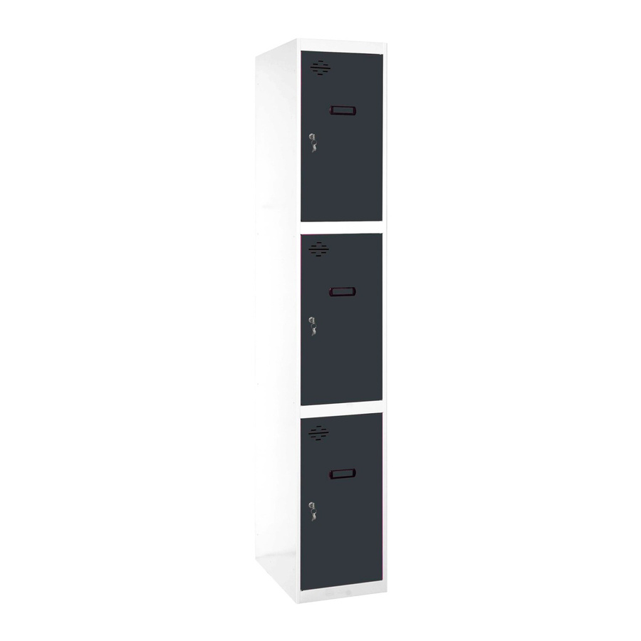 PROREGAL Spind AMEGO Garderobe mit 3 Abteilen als Grundmodul, Weiß-Anthrazit, H x B x T: 180 x 30 x 50 cm - Bild 2