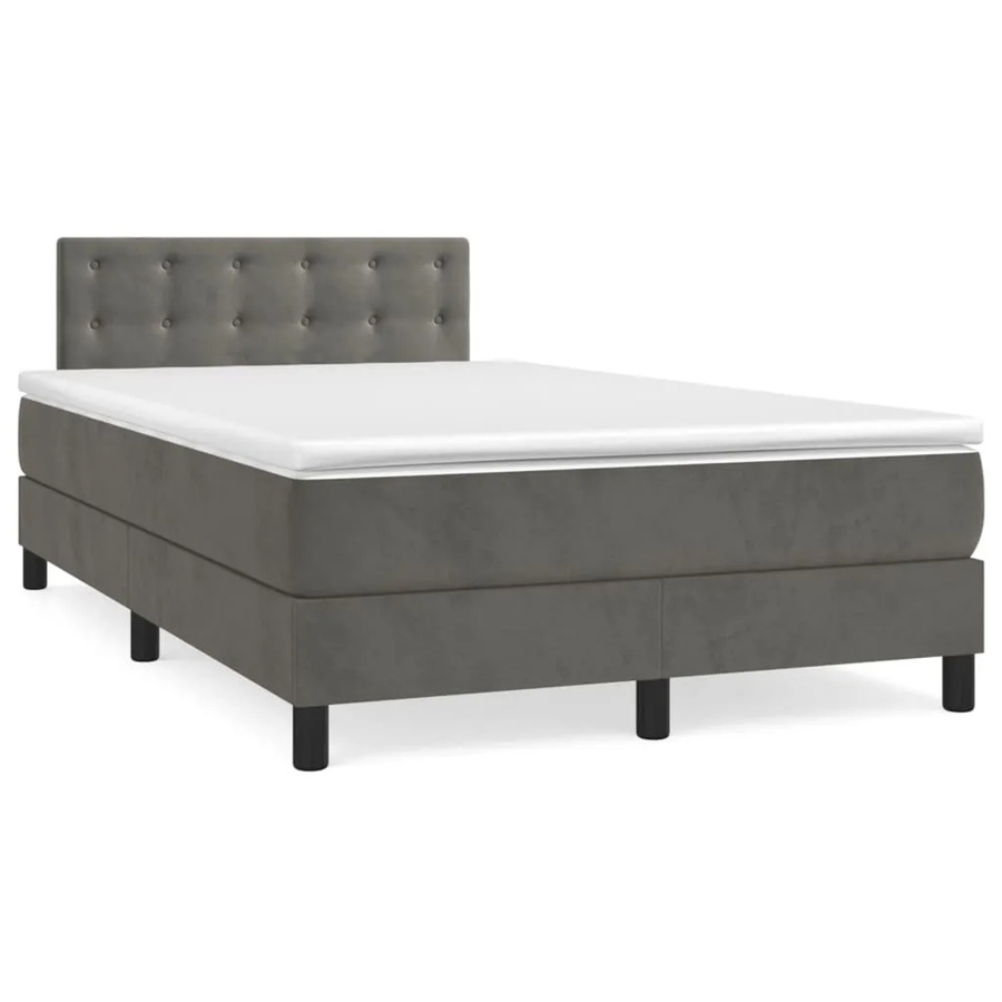 vidaXL Boxspringbett mit Matratze Dunkelgrau Samt B/T/H: 120 x 200 cm - Bild 2