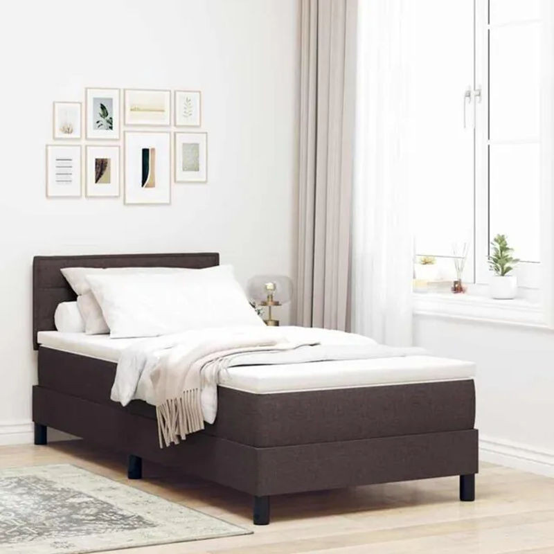 Vidaxl Boxspringbett mit Matratze in Braun aus Stoff, Modern und Minimalistisch, B: 90 cm, L: 190 cm - Bild 1