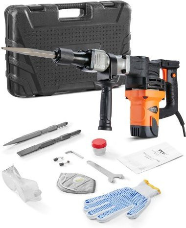 VEVOR Elektro-Betonbrecher Abbruchhammer mit 1400 W Leistung, 19 J Schlagkraft und 2900 BPM, inklusive Spitzmeißel und Flachmeißel, Farbe: Orange - Bild 1