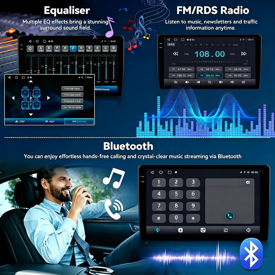 ESSGOO Android 15 Autoradio mit 128GB Speicher, kabelloses Apple CarPlay, Bluetooth und Wi-Fi, IPS-Bildschirm, Schwarz, passend für Mercedes Benz W164 W245 B200 W906 und Volkswagen Crafter Sprinter W639 Vito - Bild 4