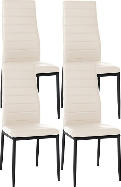 4er Set Esszimmerstühle CLP Mayfair in Beige mit Samt- oder Kunstlederbezug und Metallgestell - Bild 1