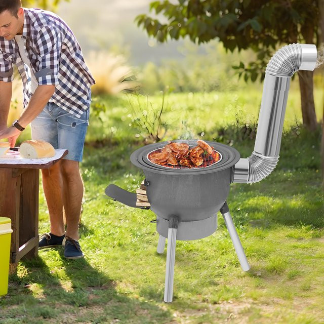 Bymaocar Holzofen aus Stahl in Silbergrau, hitzebeständig bis 800 °C und belastbar bis 100 kg - Bild 1