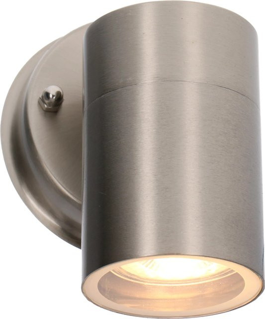 LED's light Außen-Wandleuchte Rund aus Edelstahl in Silber mit Glas und GU10 Fassung - Bild 1