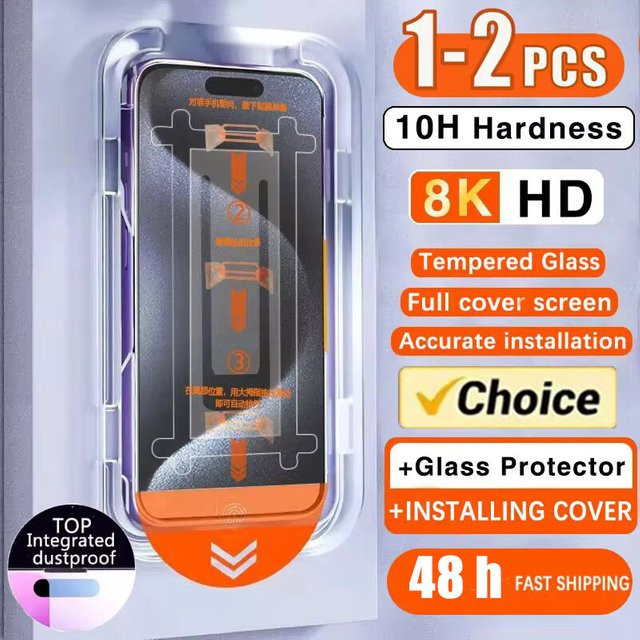 8K HD Displayschutzfolie für Apple iPhone 17 Pro Max 18 Pro 16 15 14 13 12 Mini 11 8 7 Plus mit automatischer Staubentfernung, transparent - Bild 1