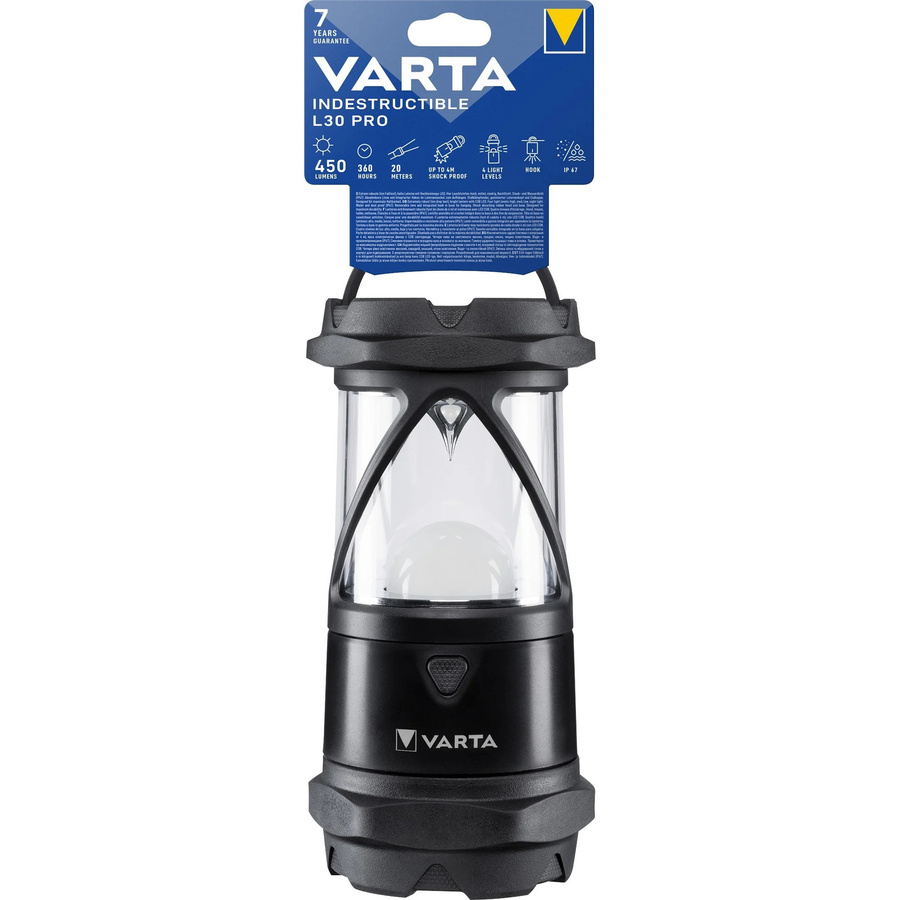 Varta Indestructible L30 Pro LED Camping-Laterne Schwarz mit 450lm - Bild 1